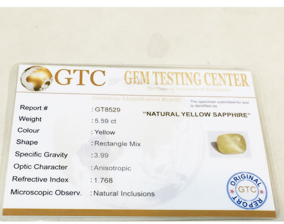 5.59 ct/6.25 ratti Natural Certified Ceylon Pukhraj/Yellow Sapphire